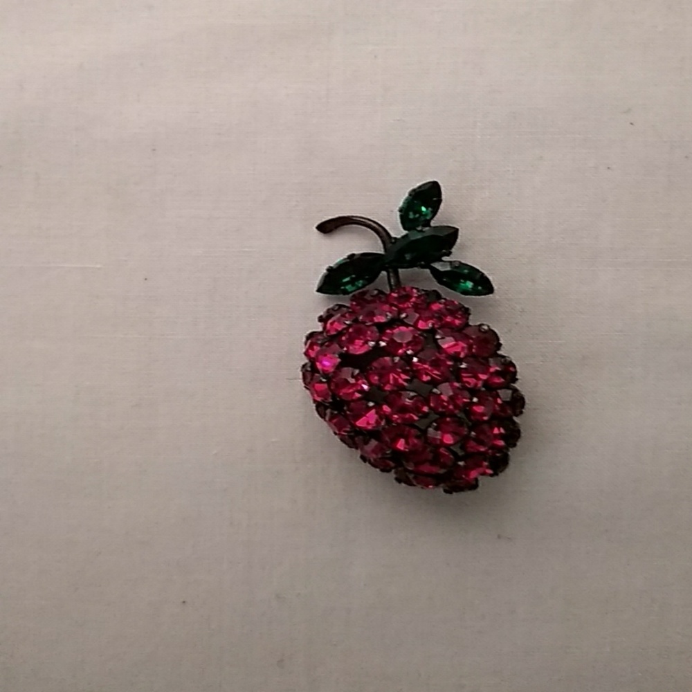 Vintage Made Austria Red Grape Brooch